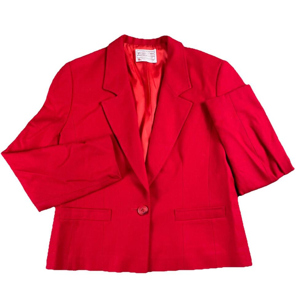 Vintage 70's Pendleton Wool Blazer Bright Red Women's Size 10 Petite USA Made